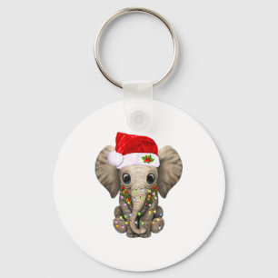 Cute Elephant Christmas Light Funny Elephant Lover Key Ring