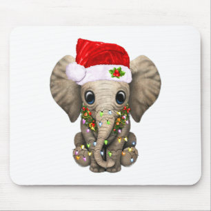 Cute Elephant Christmas Light Funny Elephant Lover Mouse Mat