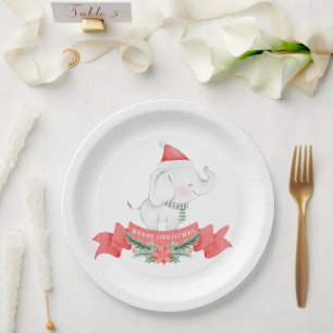 Cute Elephant   Christmas  Paper Plate