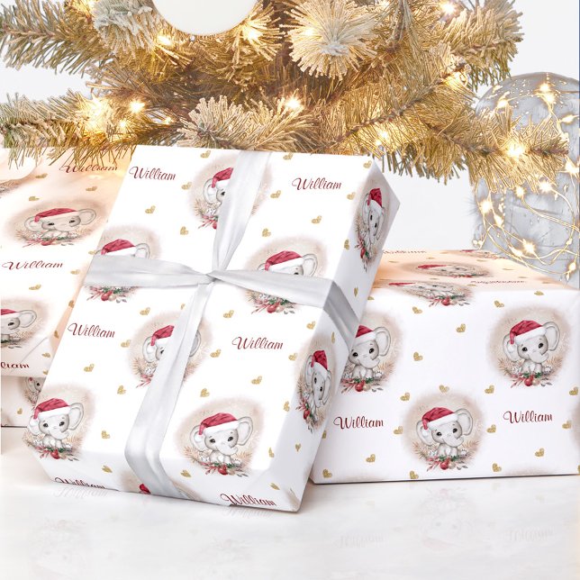 Cute Elephant Christmas Wrapping Paper Name (Cute Elephant Christmas Wrapping Paper Name)