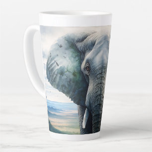 Cute Elephant Close up Latte Mug