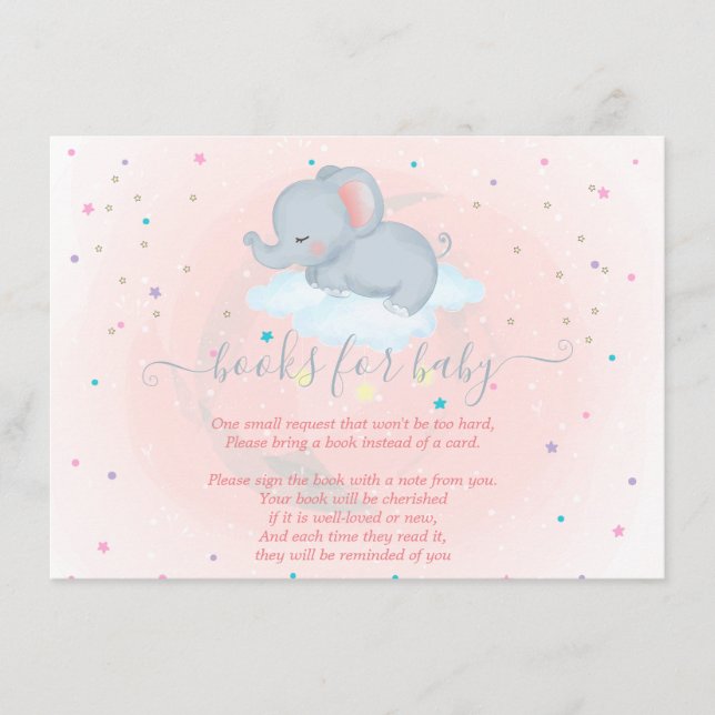 Cute elephant,Cloud, Stars Baby Shower Enclosure Card (Front)