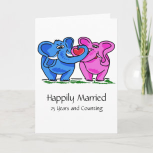 Cute Elephant Couple in Love Anniversary Card