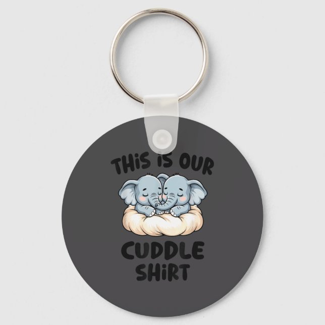 Cute Elephant Couple This Is Our Cuddle  Key Ring (Front)