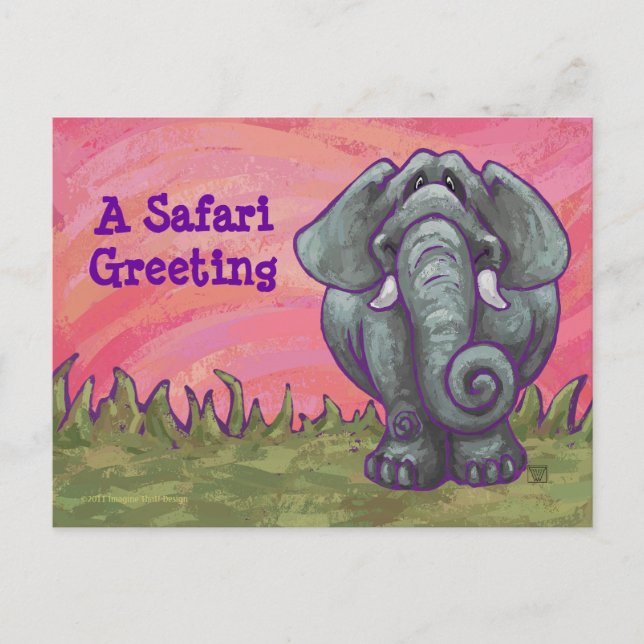 Cute Elephant Customisable Postcard (Front)