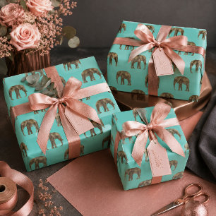 Cute Elephant Delight Wrapping Paper Sheet