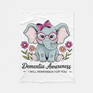 Cute Elephant Dementia Awareness I Remember For Yo Fleece Blanket