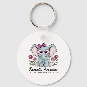 Cute Elephant Dementia Awareness I Remember For Yo Key Ring