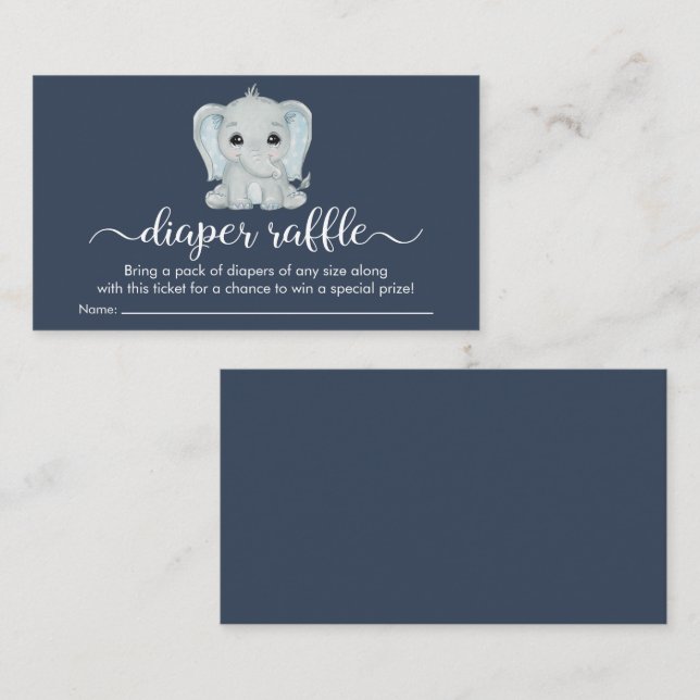 Cute Elephant Diaper Raffle Baby Shower Enclosure Card (Front/Back)