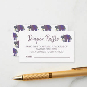 Cute Elephant Diaper Raffle Baby Shower Game Enclosure Card
