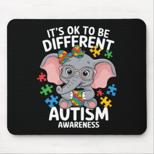 Cute Elephant Different Autism Awareness Puzzles Mouse Mat