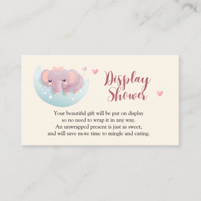 Cute Elephant Display Baby Shower Insert Card (Front)