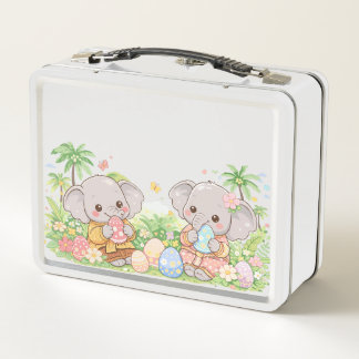 Cute Elephant Easter Illustration  Metal Lunch Box