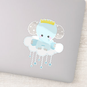 Cute Elephant, Elephant On A Cloud, Crown, Stars