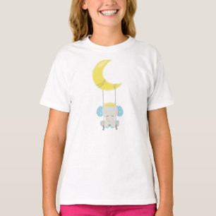 Cute Elephant, Elephant On A Swing, Crown, Moon T-Shirt