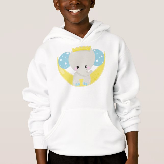 Cute Elephant, Elephant On The Moon, Crown, Stars (Front)
