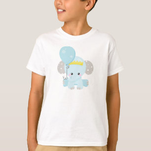 Cute Elephant, Elephant With Balloon, Crown, Stars T-Shirt