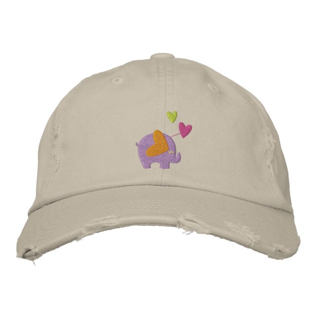 cute elephant embroidered hat (Front)