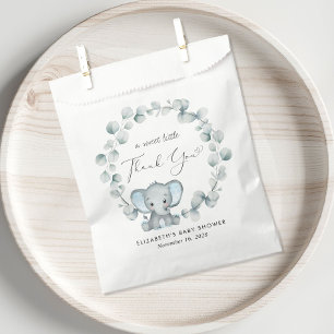 Cute Elephant Eucalyptus Baby Boy Shower Thank You Favour Bags