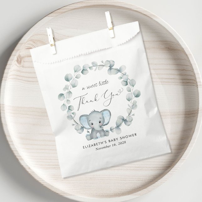 Cute Elephant Eucalyptus Baby Boy Shower Thank You Favour Bags (Creator Uploaded)