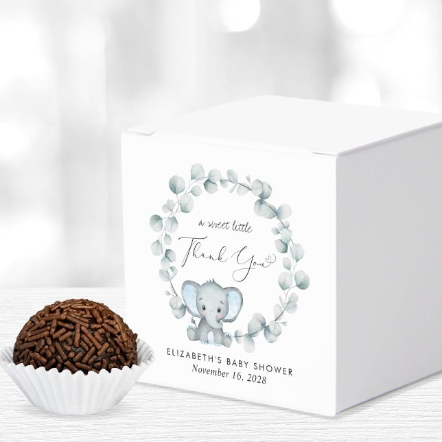 Cute Elephant Eucalyptus Baby Boy Shower Thank You Favour Box (Creator Uploaded)