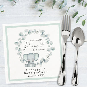 Cute Elephant Eucalyptus Baby Shower Napkin