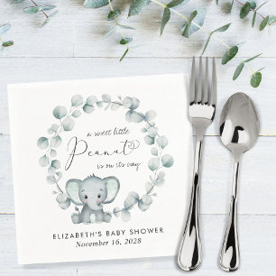 Cute Elephant Eucalyptus Baby Shower Napkin