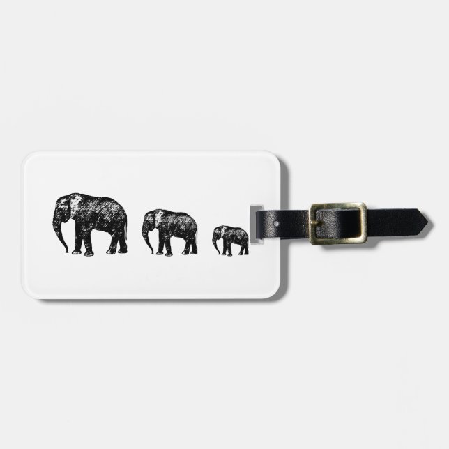 Cute Elephant Family silhouette design Luggage Tag (Front Horizontal)