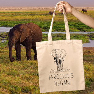 Cute Elephant Ferocious Vegan  Tote Bag