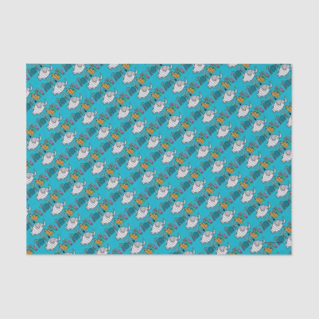 Cute Elephant Fish Scene with Coral Tissue Paper (Front)