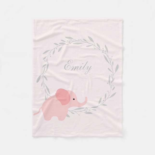 Cute Elephant Fleece Blanket (Front)