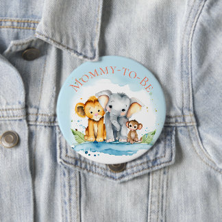 Cute Elephant & Friends Mummy-to-be Baby Shower 10 Cm Round Badge