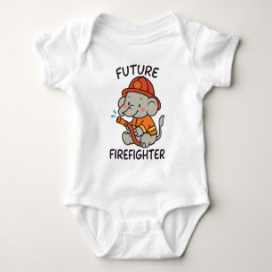 Cute Elephant Future Firefighter Kids fun Baby Bodysuit