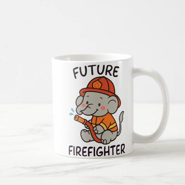 Cute Elephant Future Firefighter Kids fun Coffee Mug (Right)