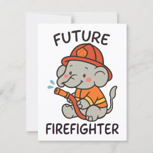 Cute Elephant Future Firefighter Kids fun Postcard