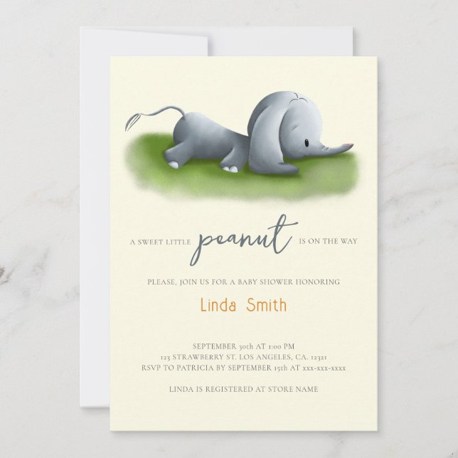 Cute Elephant Gender Neutral Baby Shower Invitation (Front)