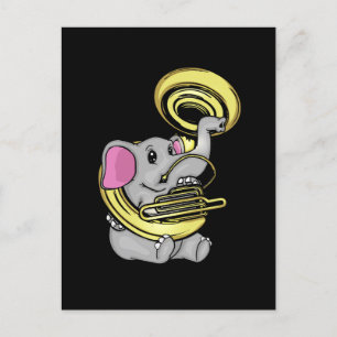 Cute Elephant Gift Kids Music Sousaphone Player Postcard