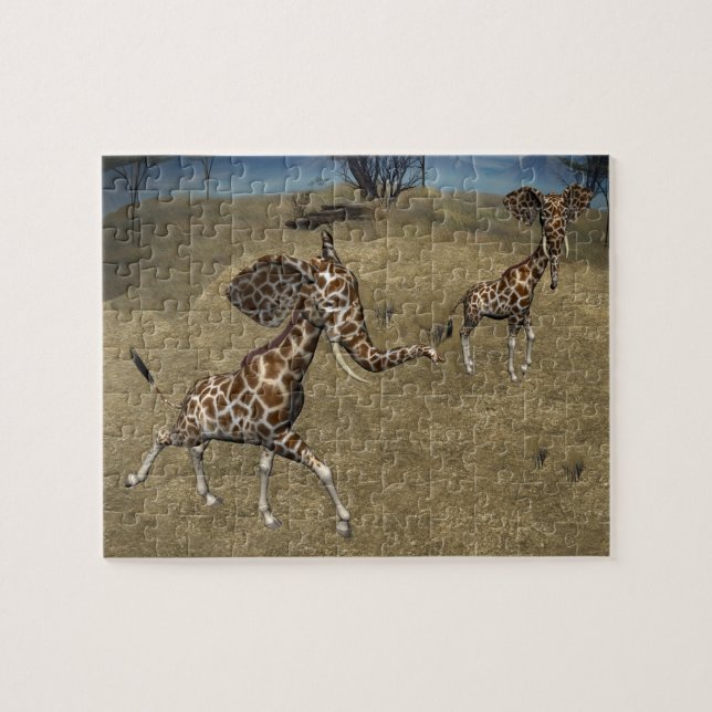 Cute Elephant Giraffes Jigsaw Puzzle (Horizontal)