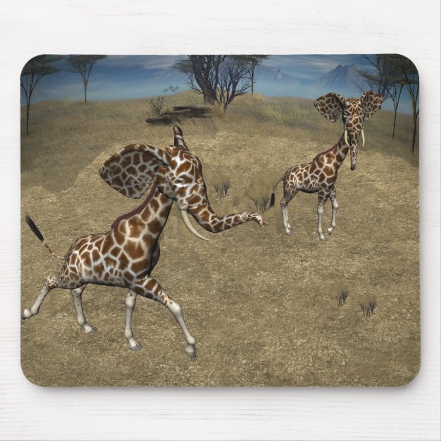 Cute Elephant Giraffes Mouse Mat (Front)
