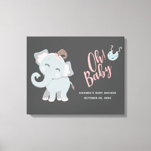 Cute Elephant Girl Baby Shower Canvas Print