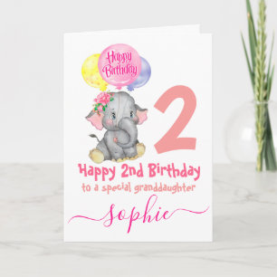 cute elephant girl birthday card