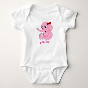 Cute elephant girl cartoon baby bodysuit