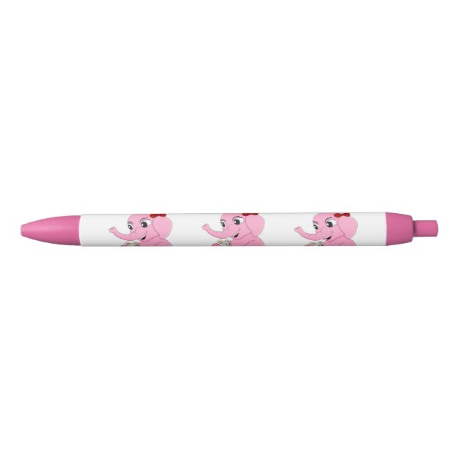 Cute elephant girl cartoon black ink pen (Front)