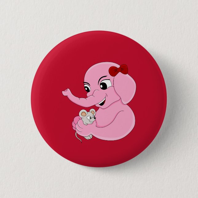 Cute elephant girl cartoon button (Front)