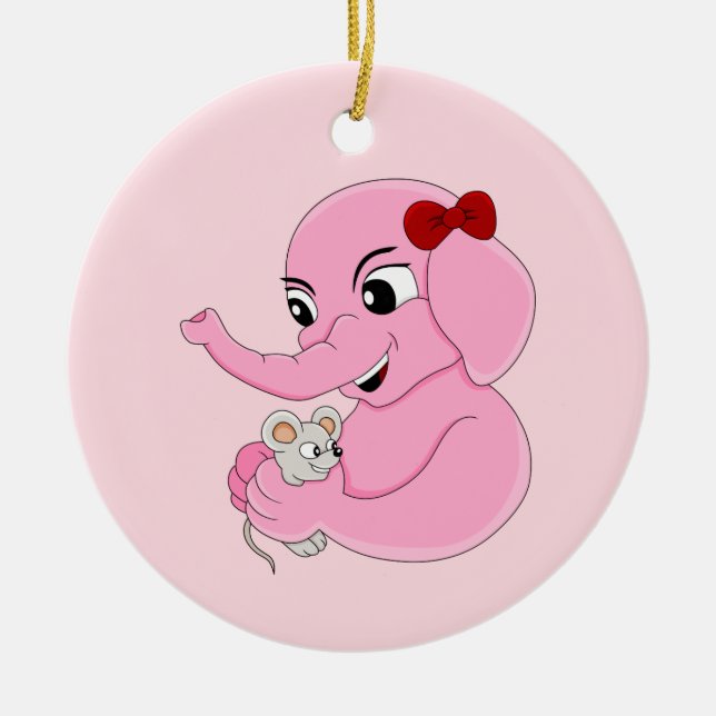 Cute elephant girl cartoon  ceramic tree decoration (Front)
