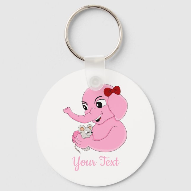 Cute elephant girl cartoon keychain (Front)
