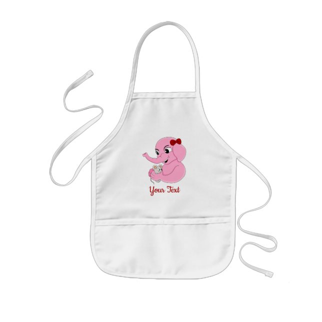 Cute elephant girl cartoon  kids apron (Front)