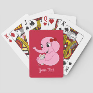 Cute elephant girl cartoon playing cards