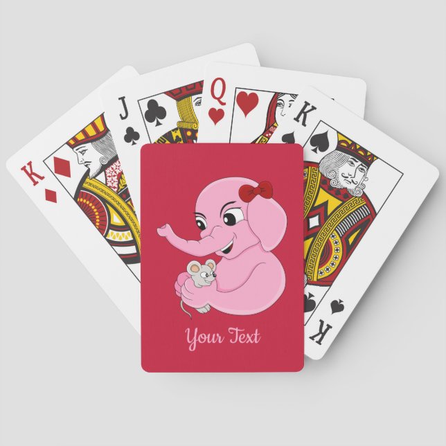 Cute elephant girl cartoon playing cards (Back)
