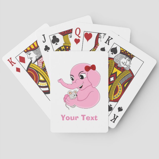 Cute elephant girl cartoon playing cards (Back)